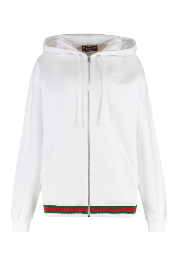Full Zip Cotton Hoodie White Sweatshirts