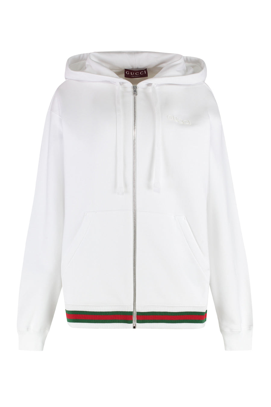 Full Zip Cotton Hoodie White Sweatshirts
