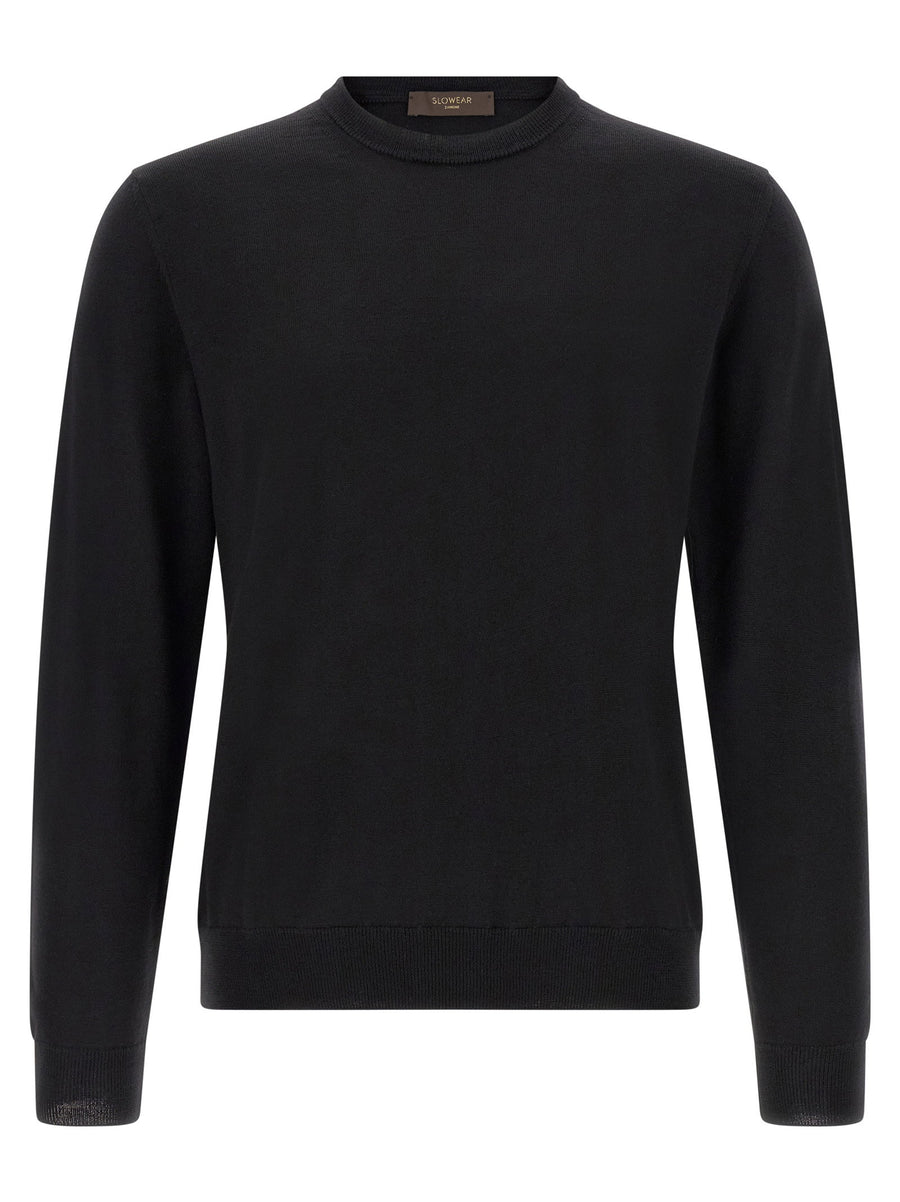 Zanone Virgin Wool Crewneck Sweater — Black