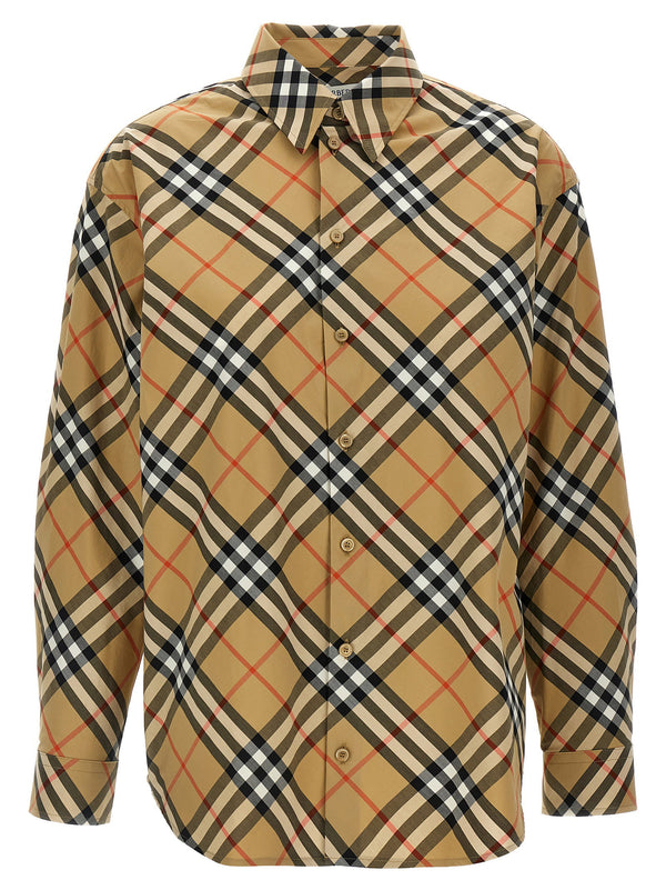 Burberry حقيبة قميص قطن بطبعة Check الأيقونية — بيج