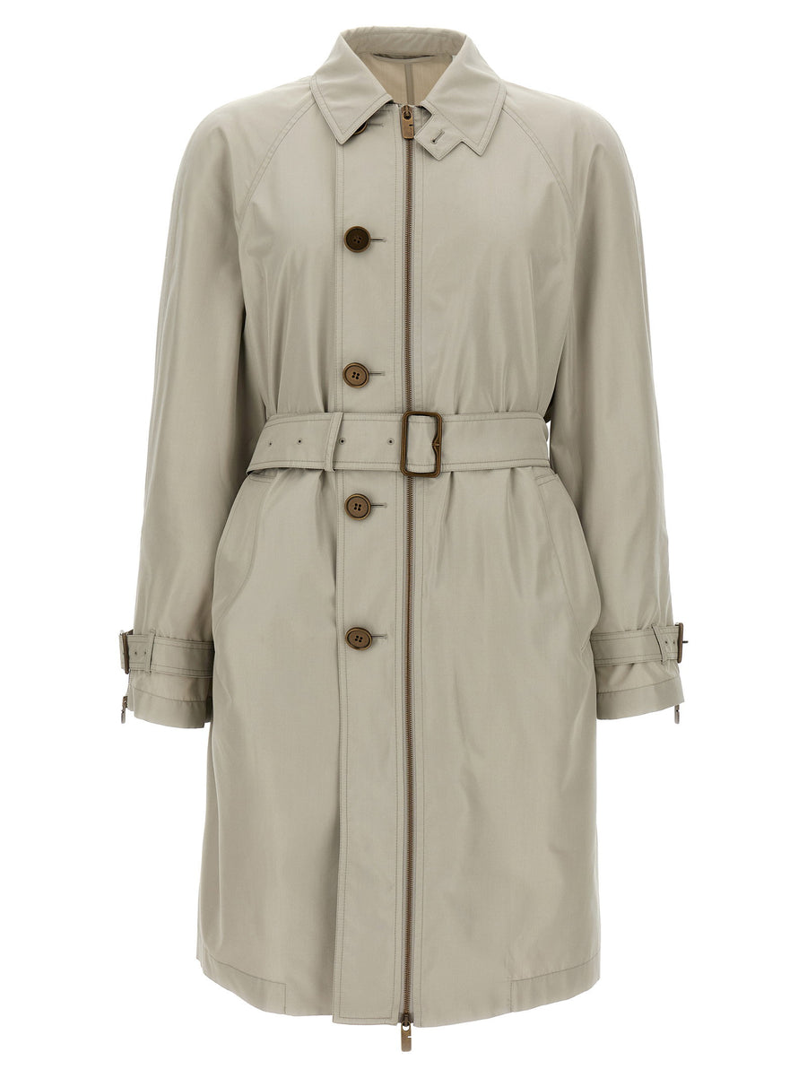 Burberry Mulberry Silk Car Coat — Beige