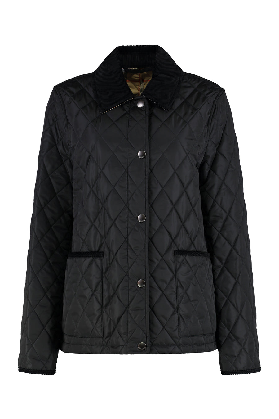Padded Nylon Jacket With Check Lining Black Polyamide Trench & Raincoats