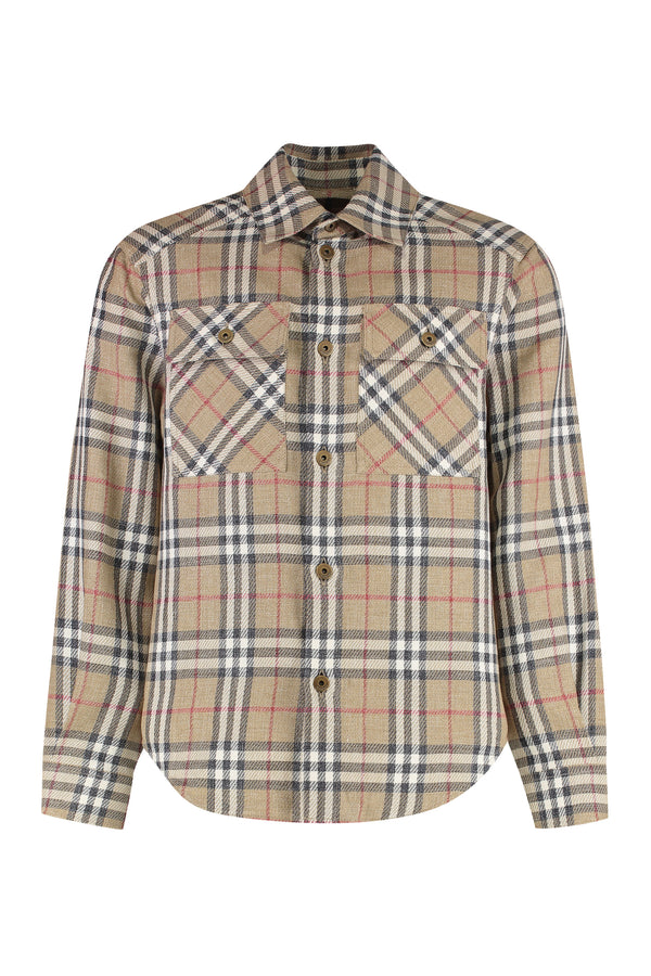 Checked Cotton Shirt Beige Linen
