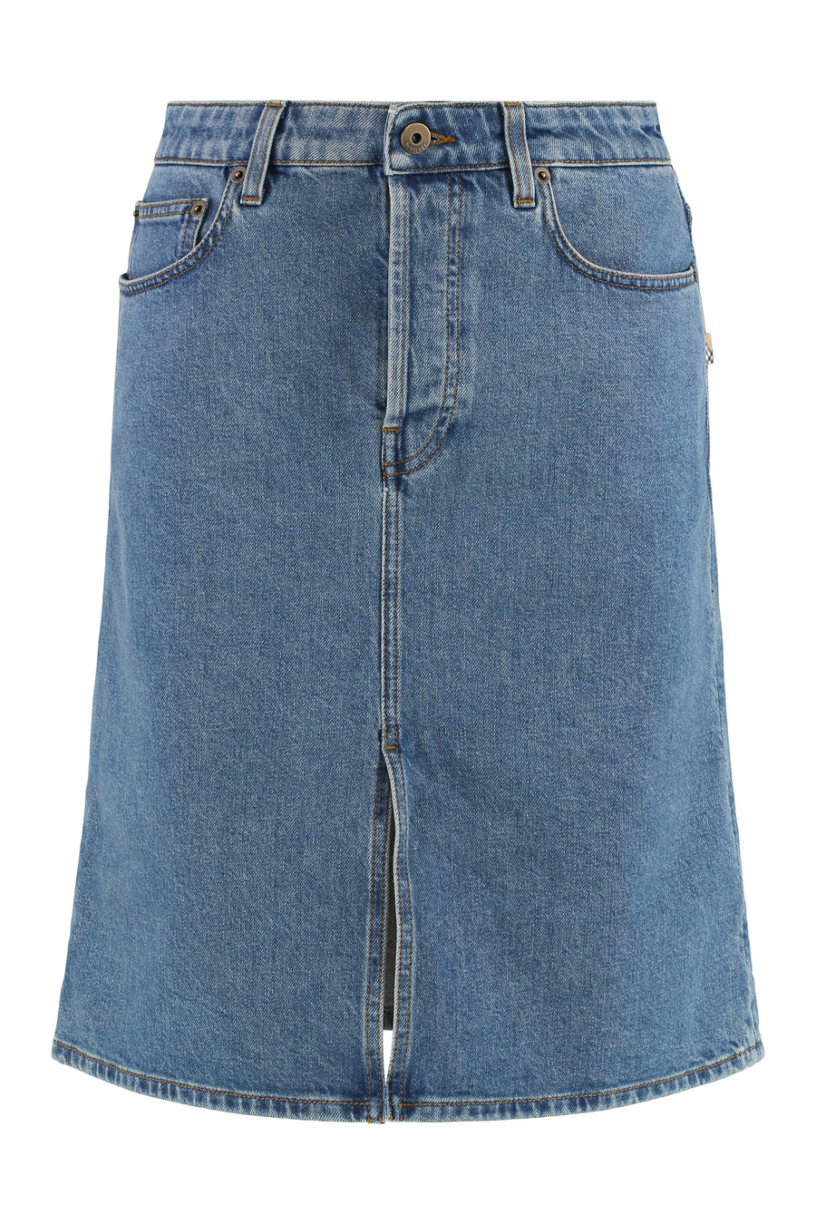 Denim Slit Skirt Cotton