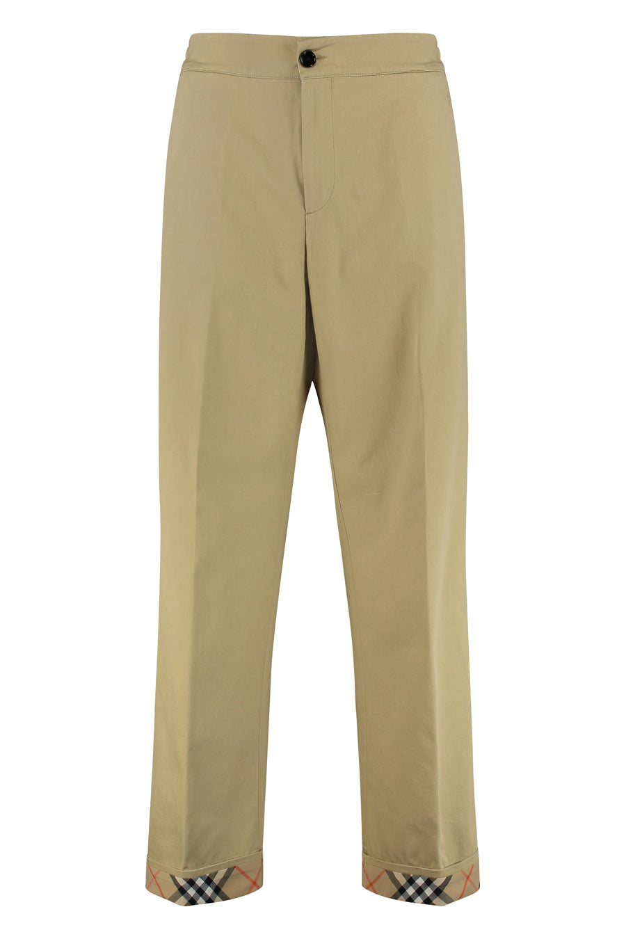 Cotton Trousers With Elastic Waist Beige