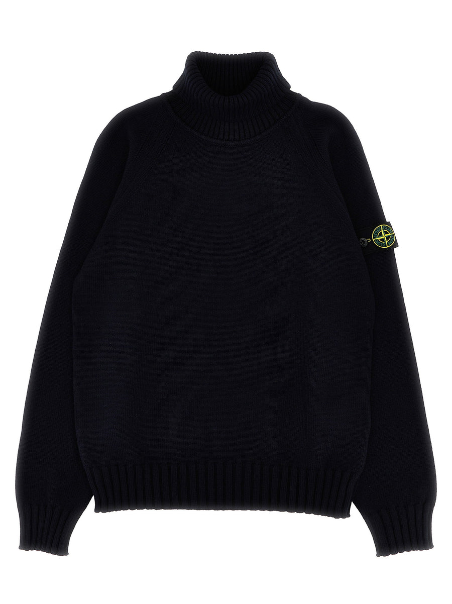 Stone Island Junior Logo-Badged Cotton Blend Sweater — Black