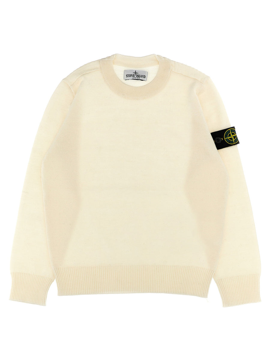 Stone Island Junior شعار رقعة صوف كنزة — كشمري