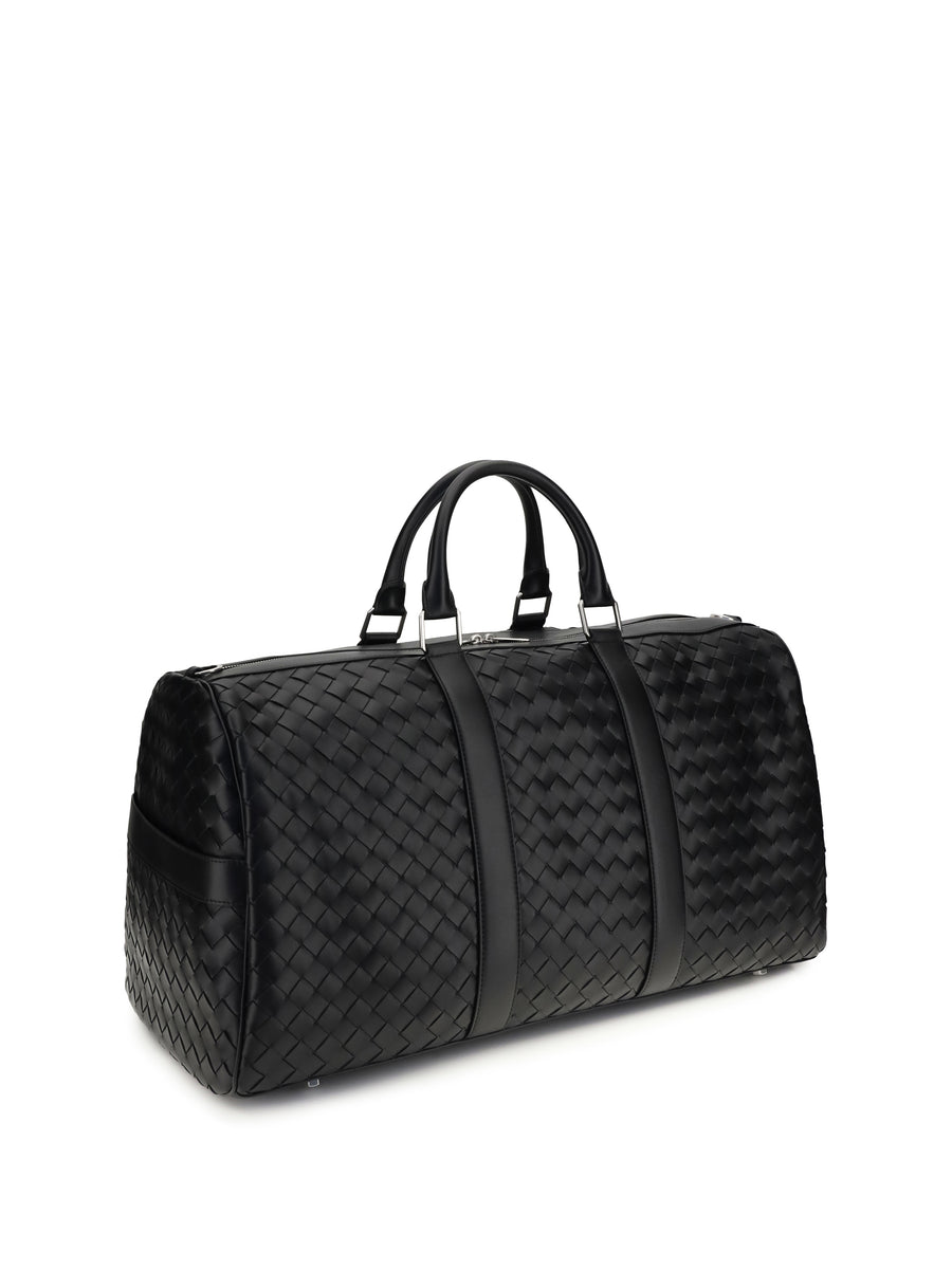 Travel Bag Intrecciato Black-Silver Black/silver Calf Leather Shoulder