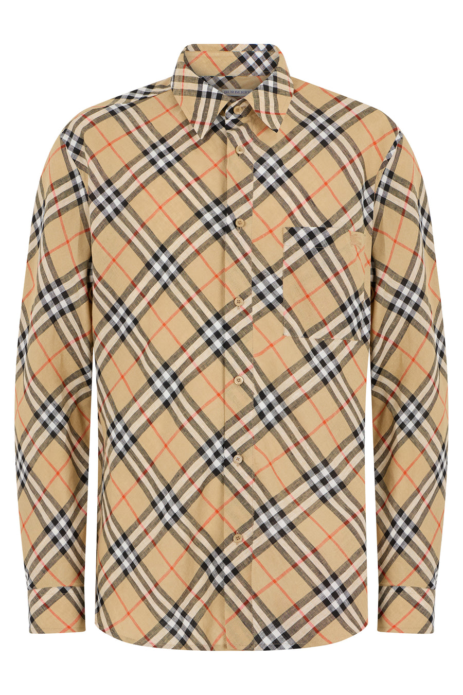 Shirt Checked Linen Beige