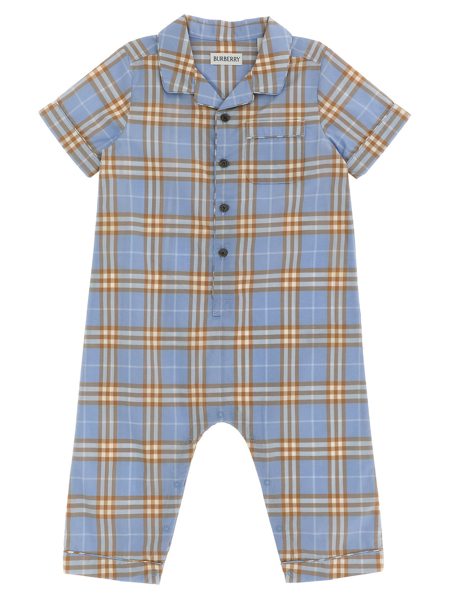 Burberry Burberry Check Cotton Jumpsuit — Blue