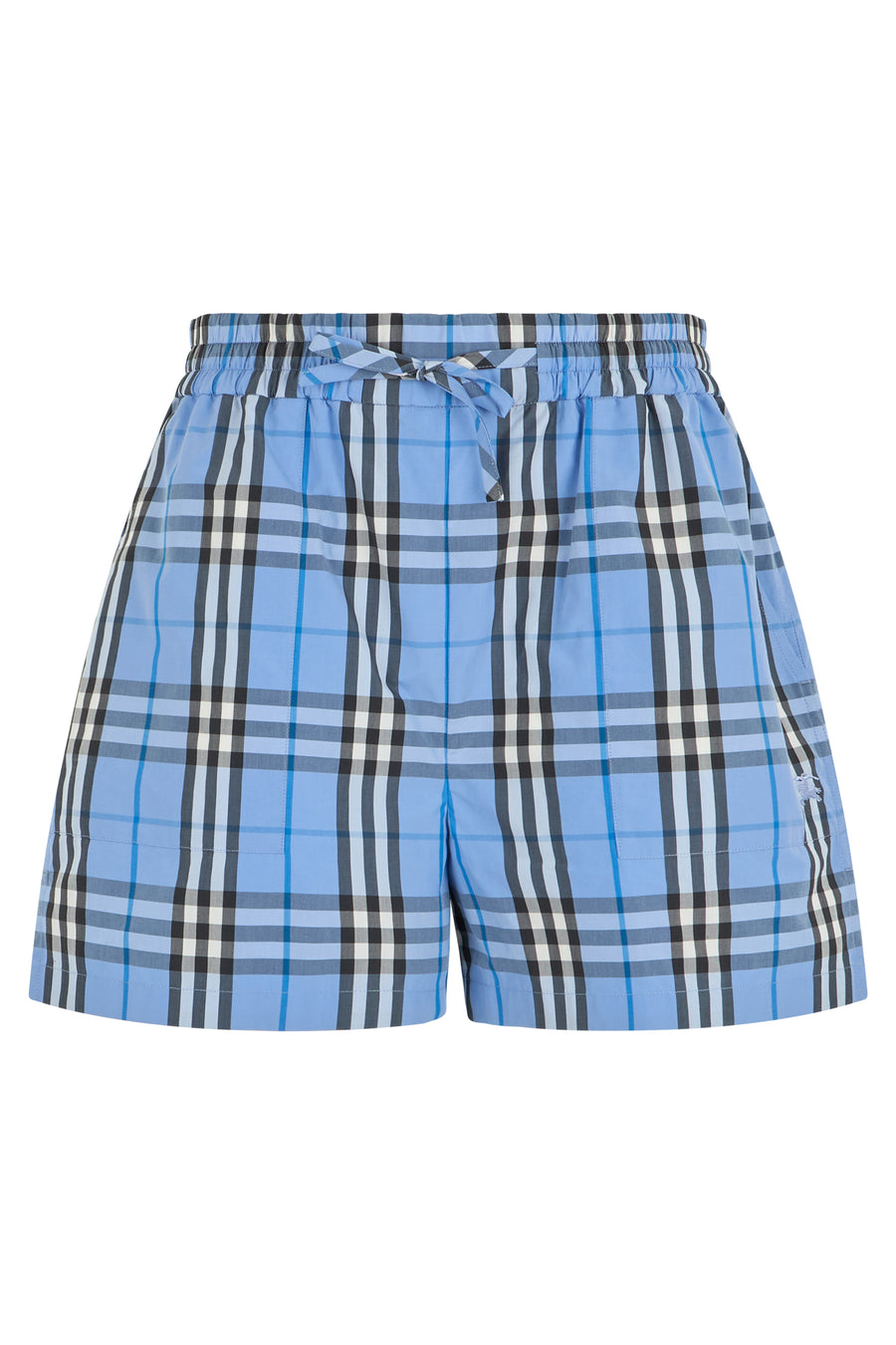 Shorts Light Blue Check Cotton