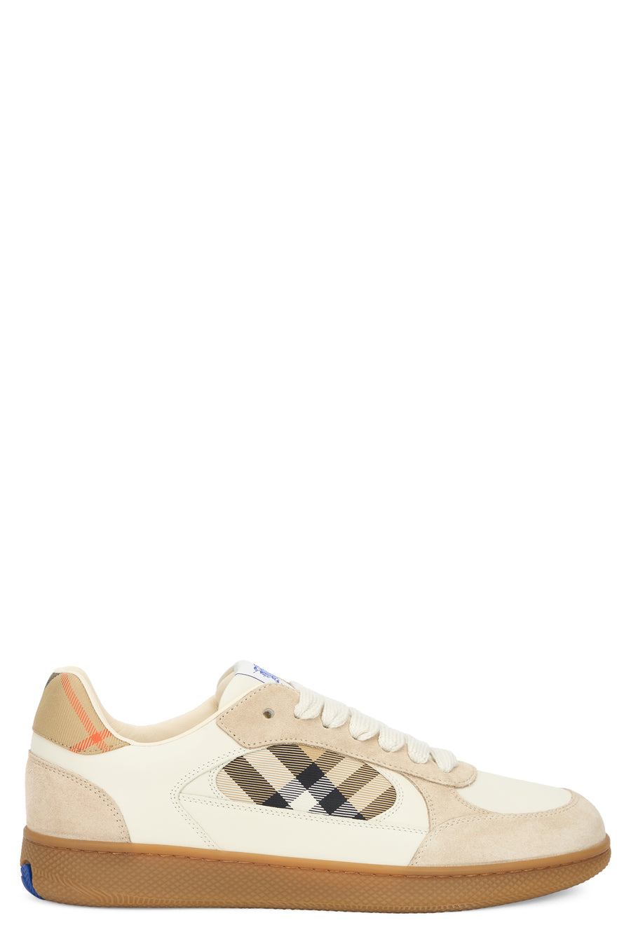 Sneakers With Tartan Details Beige/grey/sand Dip Check Calfskin Trainers