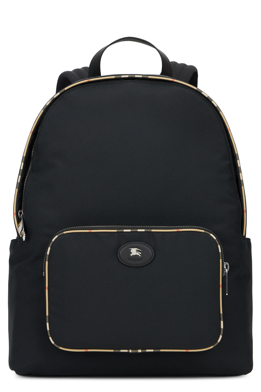 Backpack With Tartan Details Black Polyester Backpacks