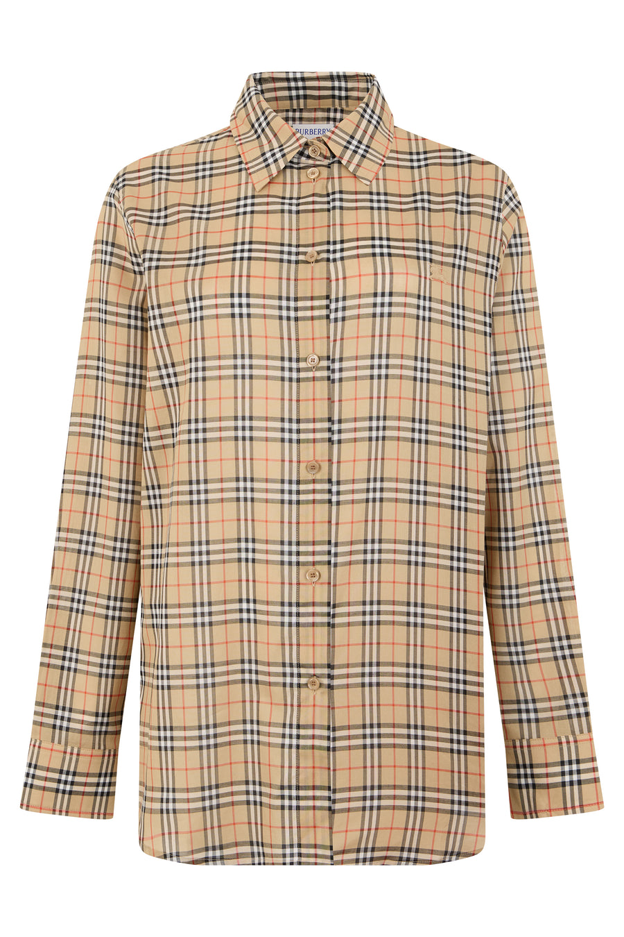 Long-Sleeved Checked Shirt Sand Check Cotton