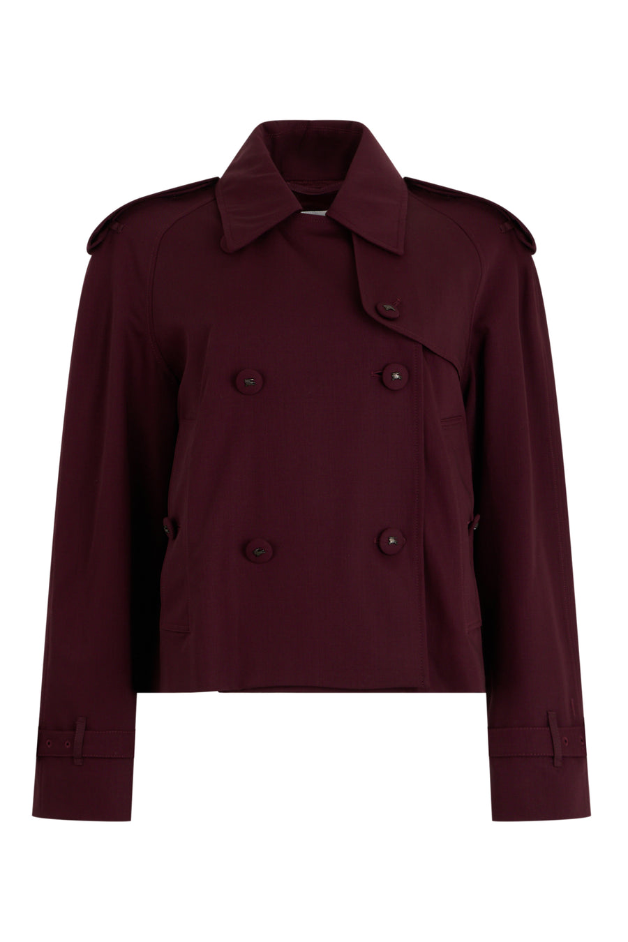 Short Jacket Vineyard Red Wool Trench & Raincoats