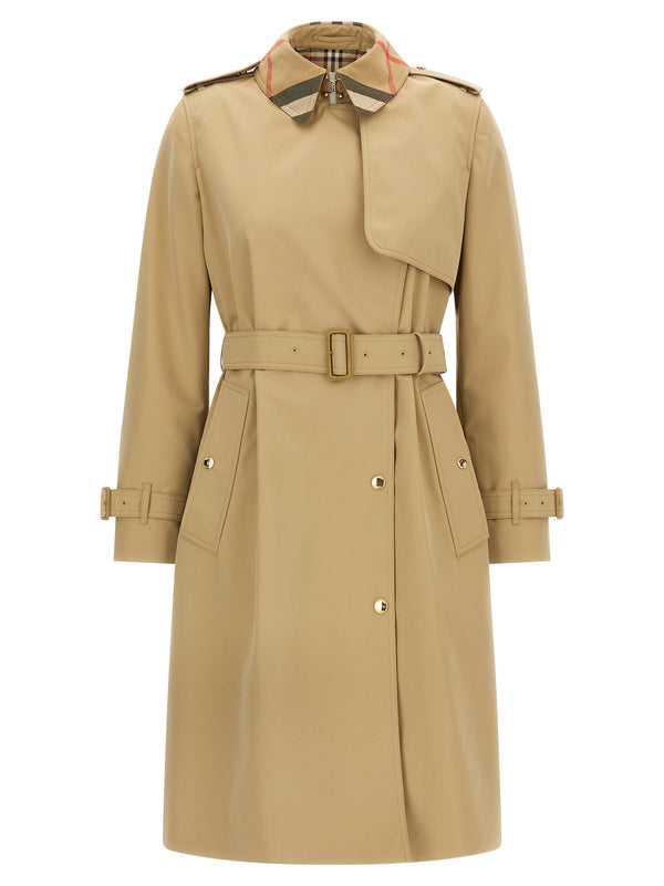 معطف Burberry Trench معطف — باللون الجملي