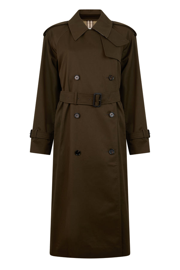 Long Trench Coat Dark Brown Cotton & Raincoats
