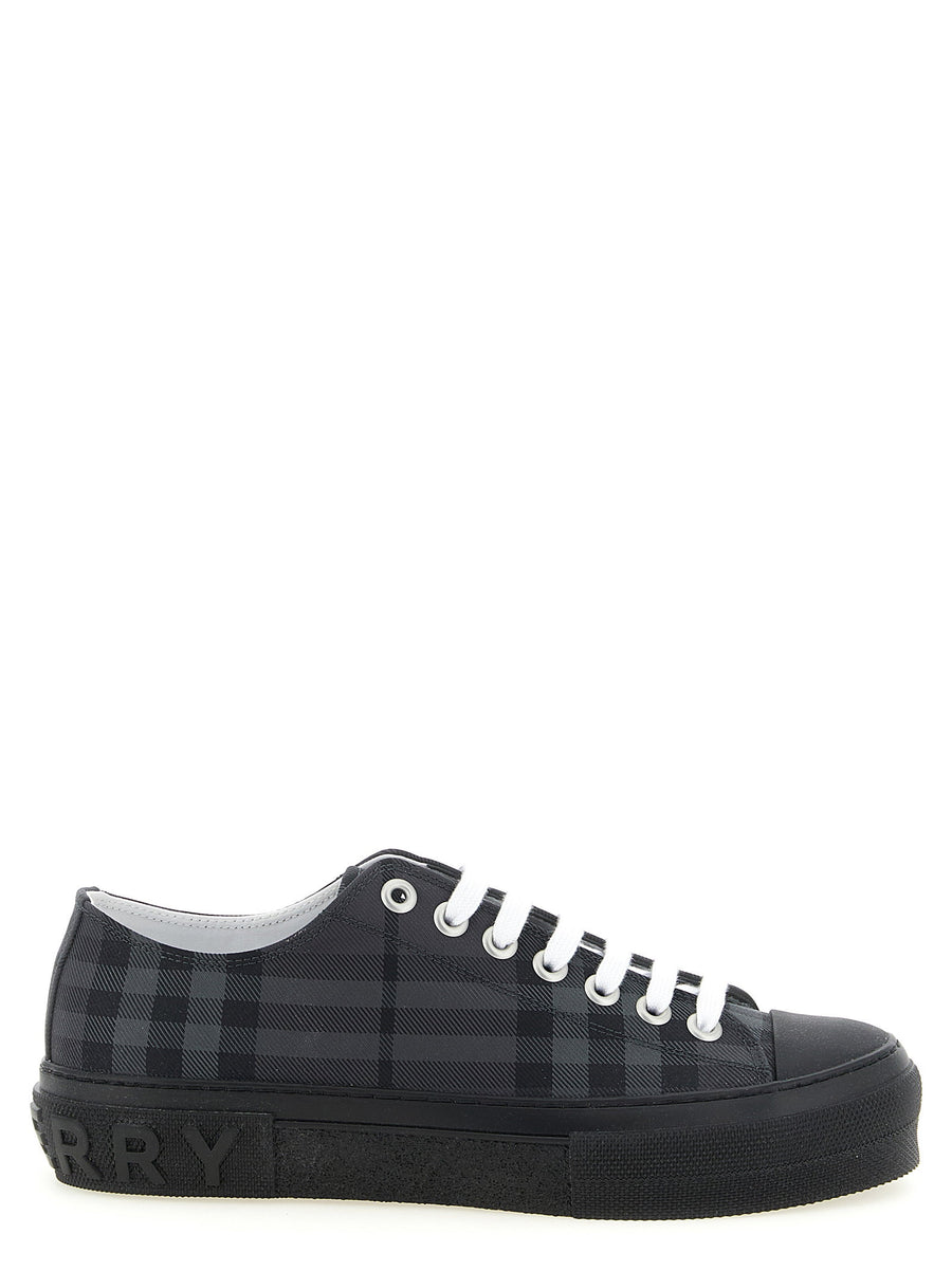 Burberry Check Print Sneakers — Gray