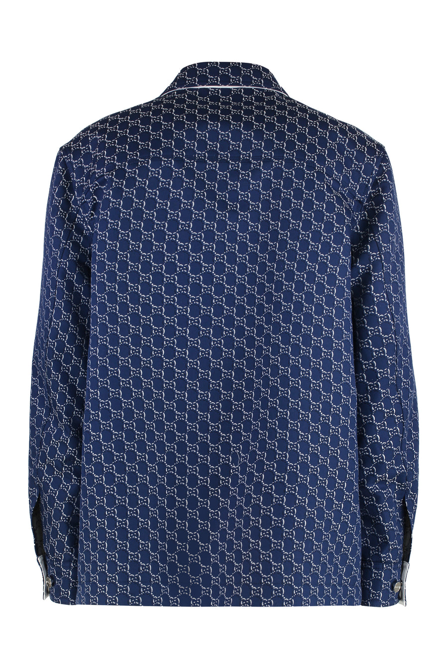 Cotton Overshirt With Gg Motif Blue Shirt