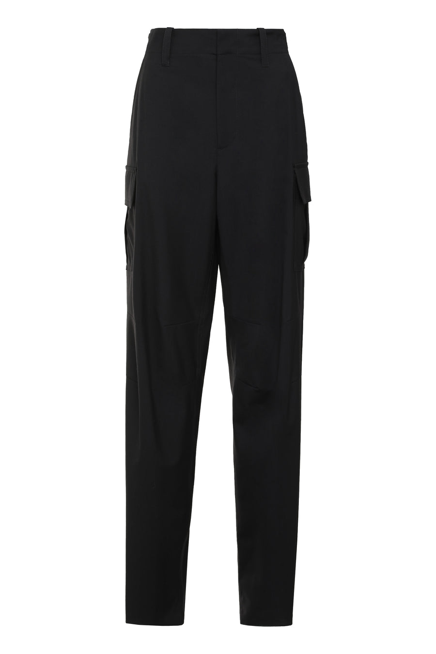 Wool Cargo Trousers Blue Wide-leg