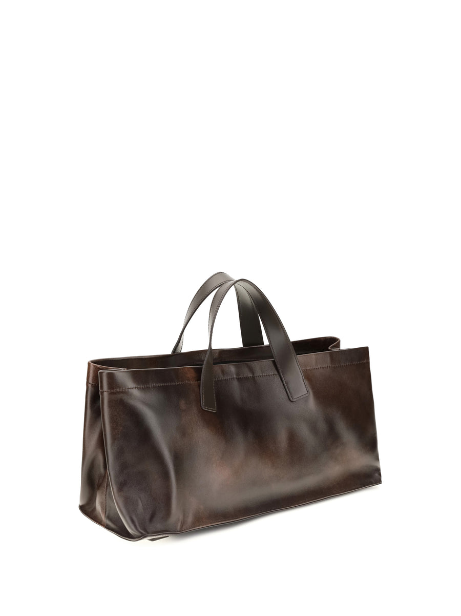 Tote Handbag Port Espresso Distressed Leather Lamb Shoulder Bags