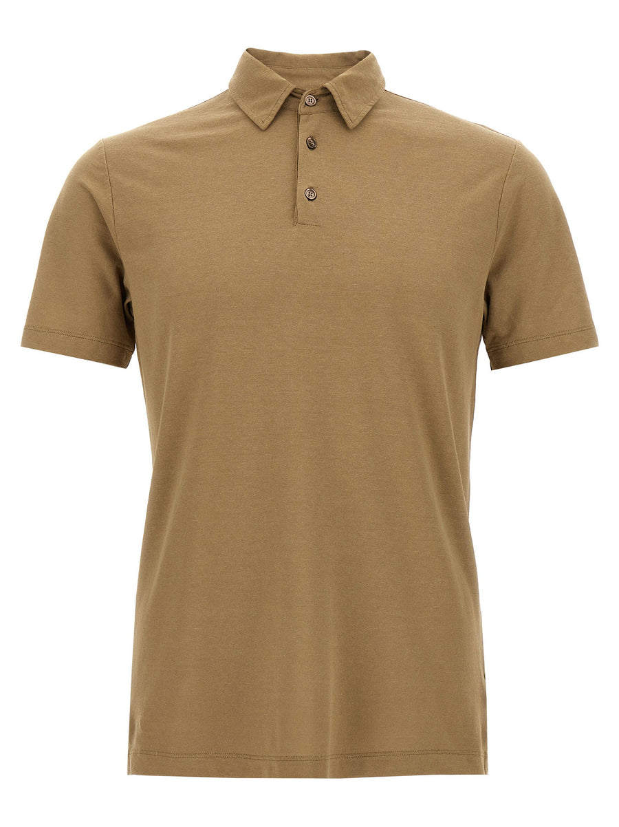 Zanone Ice Cotton Polo Shirt — tan