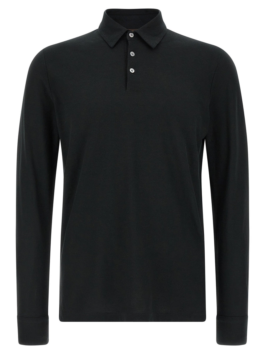 Zanone Ice Cotton Polo Shirt — Black