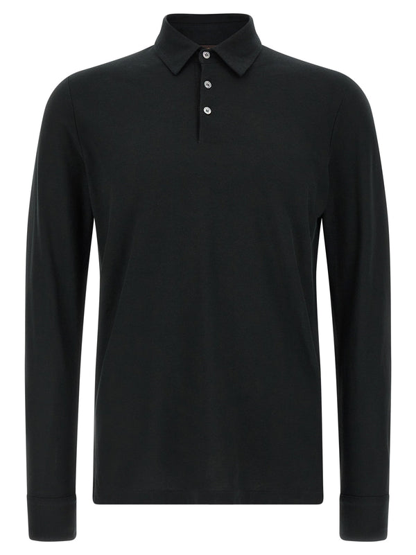 Zanone Ice Cotton Polo Shirt — Black