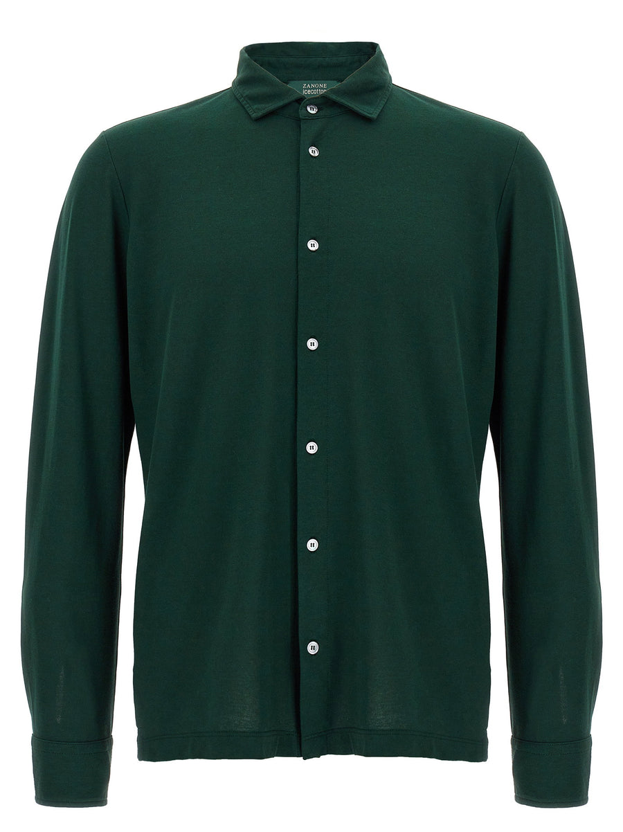 Zanone Ice Cotton Jersey Shirt — Green