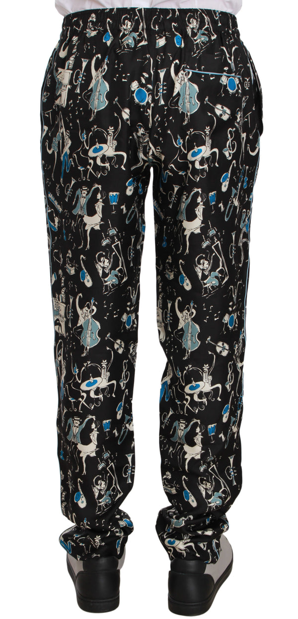 Dolce & Gabbana 100% Silk lounge pants in black