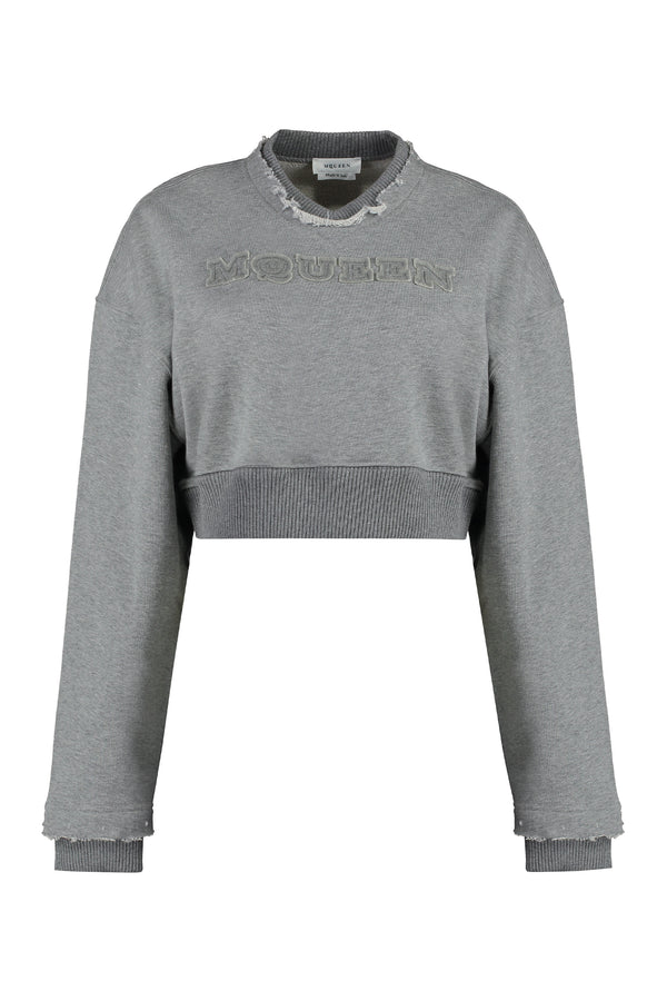 Sweatshirt Logo Grey Melange Cotton Sweatshirts
