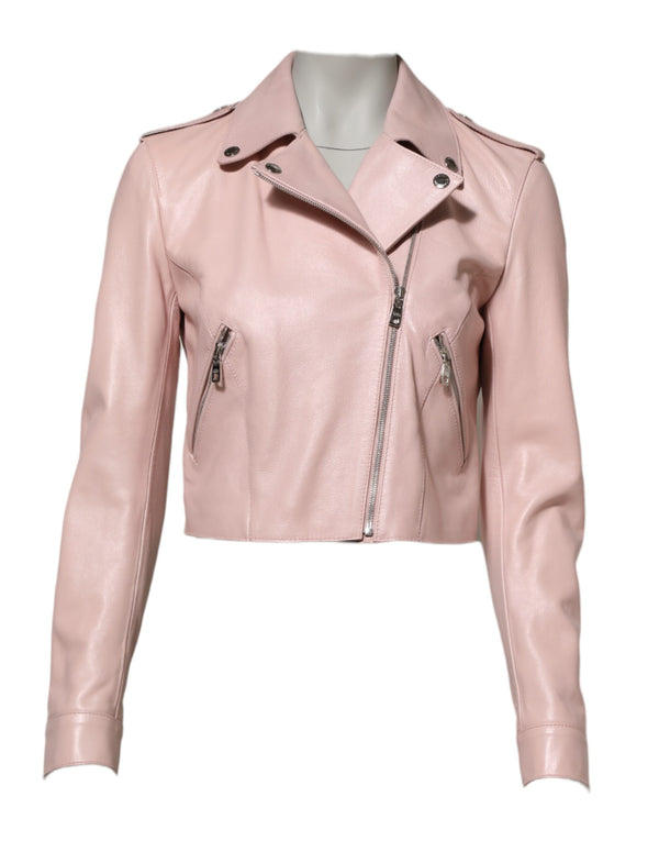 Dolce & Gabbana 100% Taurus Leather; Lining: 83% Silk jacket in pink