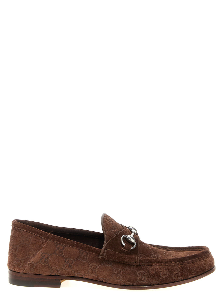Gucci Embossed GG Suede Loafer — Brown