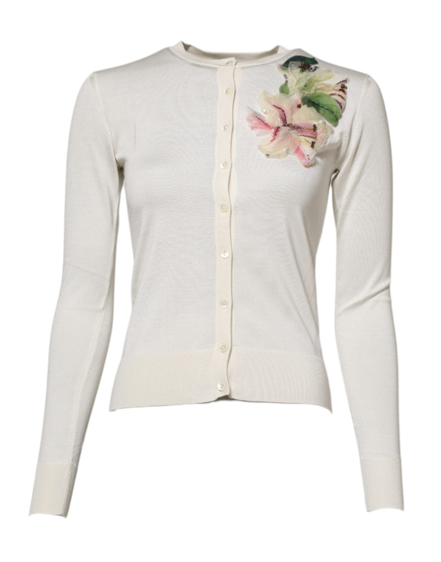 Dolce & Gabbana 100% Silk cardigan in white