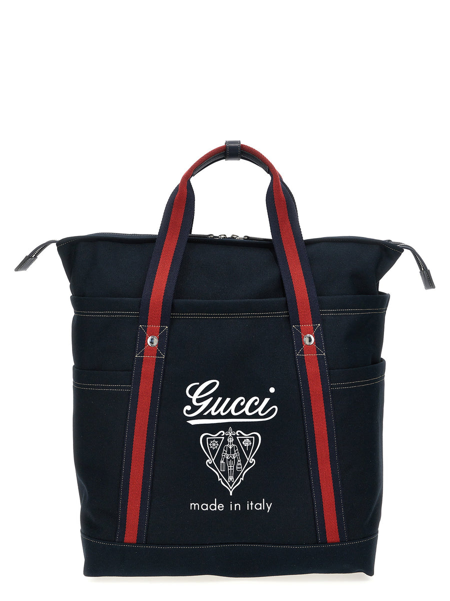 Gucci Logo-Embroidered Canvas Tote Bag — Black
