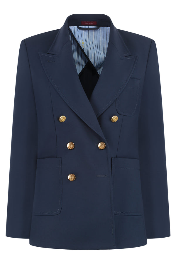 Blazer Double-Breasted Cotton Classic Blue Blazers