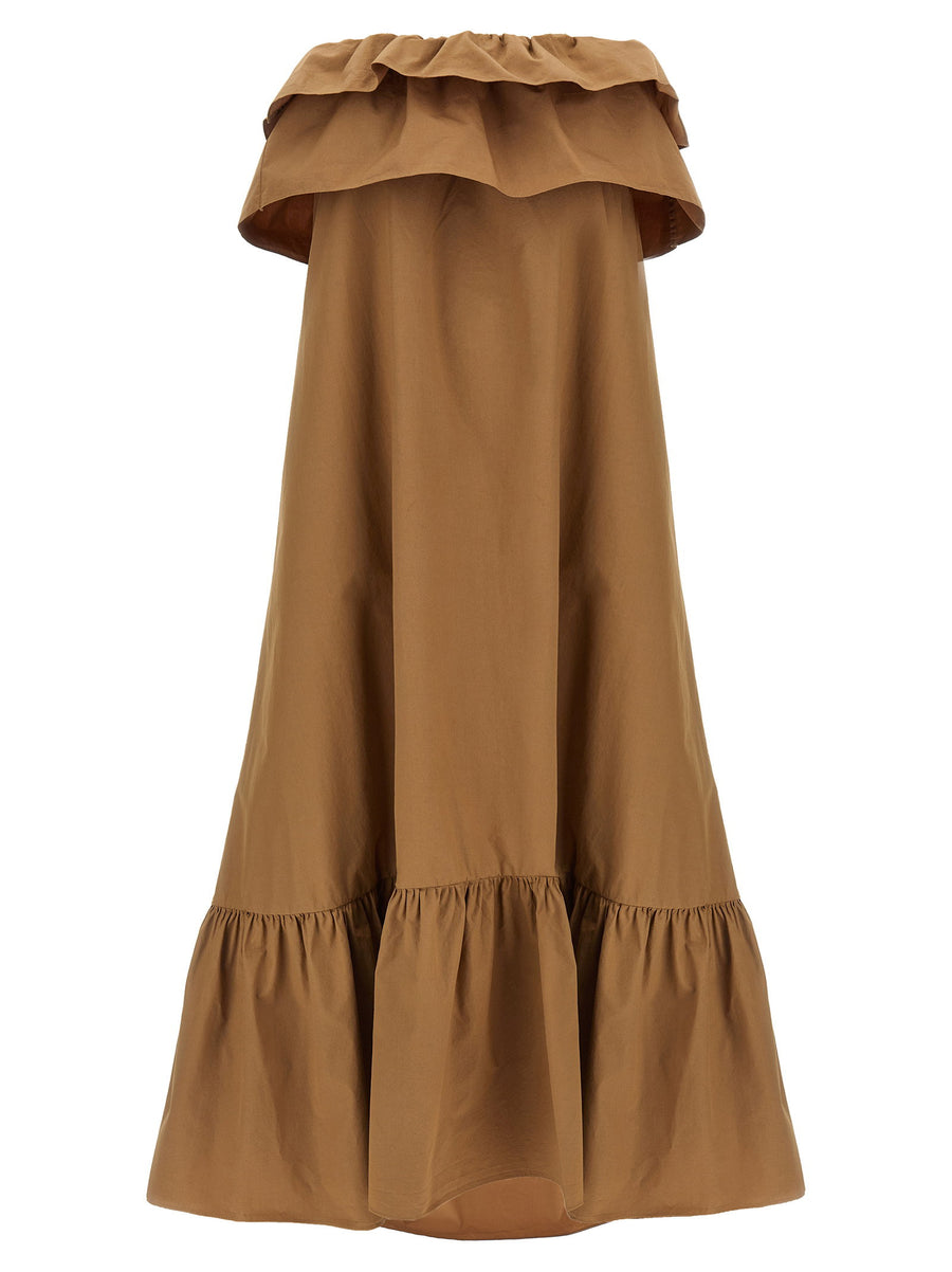 Saint Laurent Flounce Dress — Camel