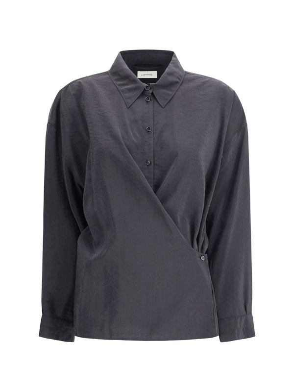 Lemaire 76% Silk; 24% Polyamide shirt in black