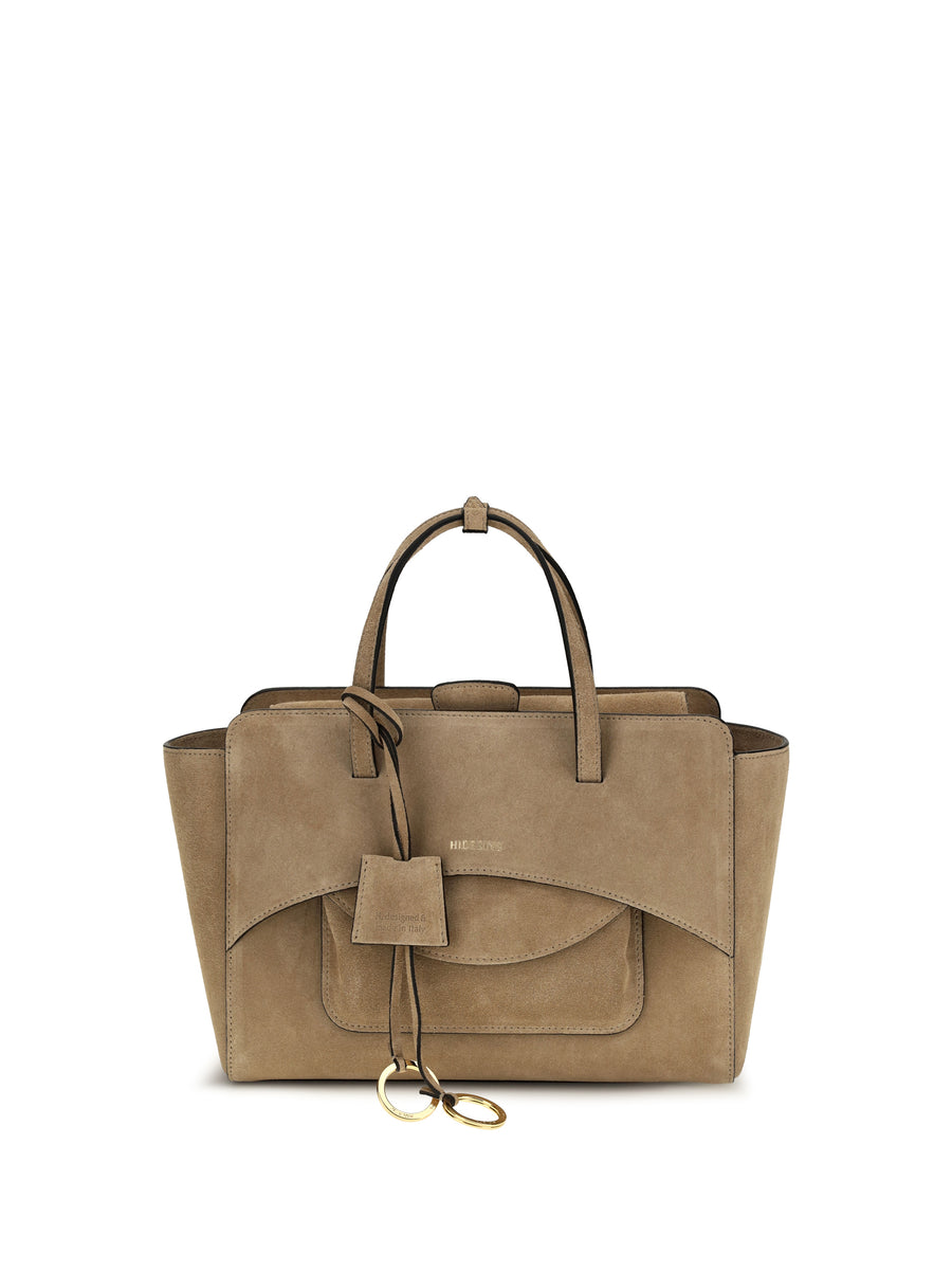 Hidesins 100% Suede top handle bag in camel