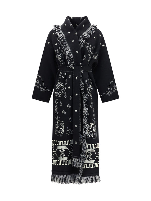 Coat Bandana Jacquard Black-Multicolour Black/multicolour Fleece Wool (ovis Aries)