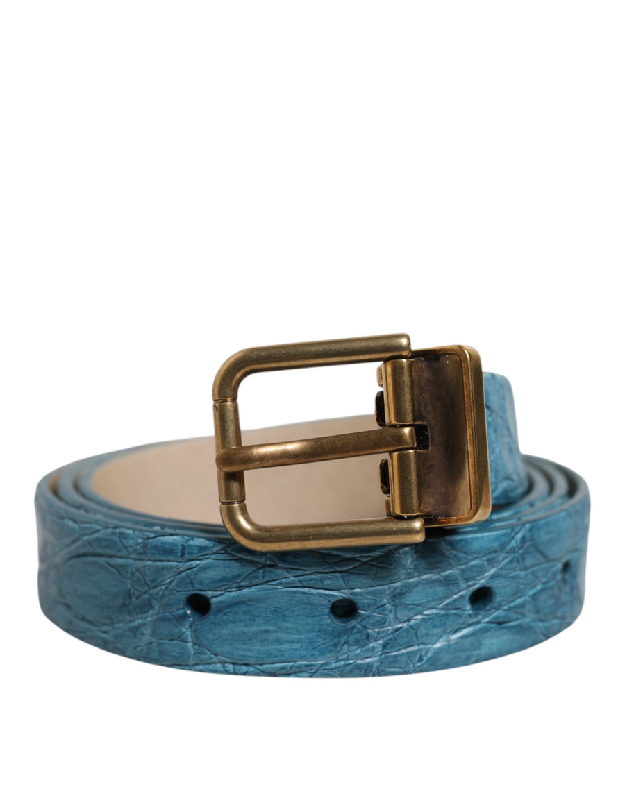 Dolce & Gabbana Caimano Leather belt in blue