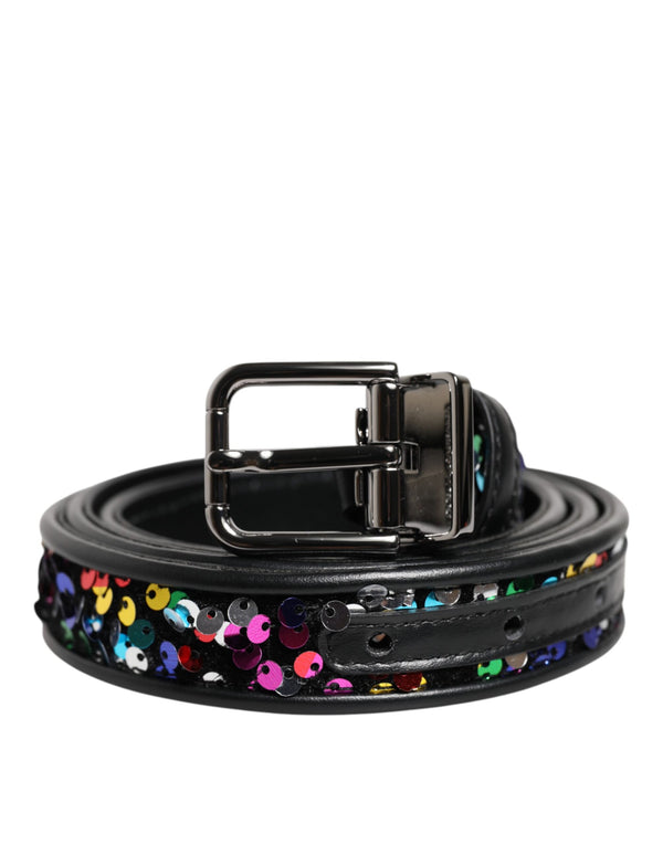Dolce & Gabbana 94% Polyester 6% Leather belt in black