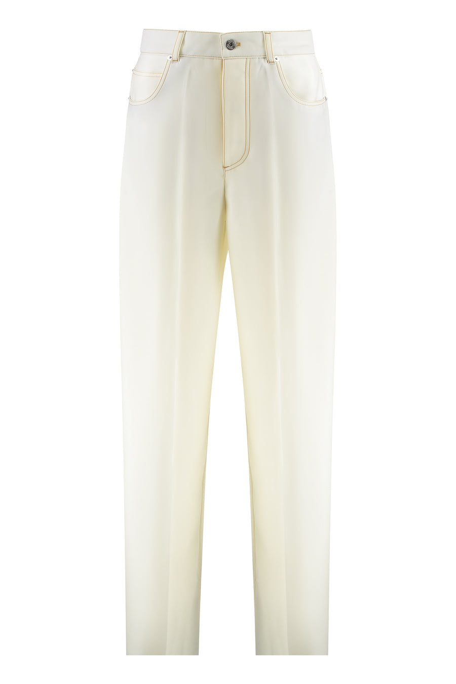 Wide-Leg Wool Trousers Dove Cowhide