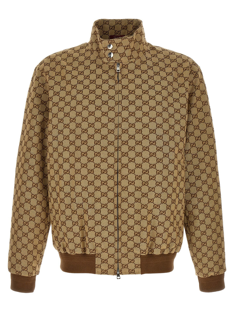 Gucci GG Monogram Bomber Jacket — Beige