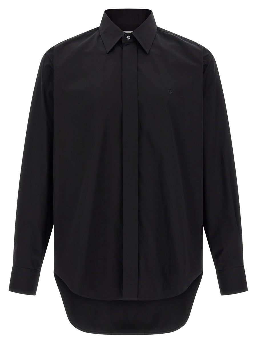 Alexander McQueen Logo-Embroidered Cotton Poplin Shirt — Black