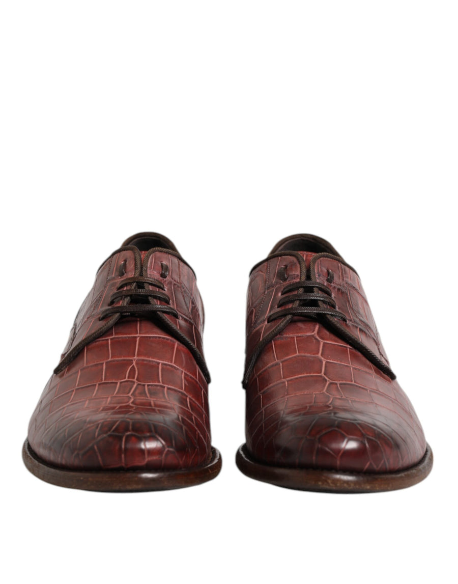 Dolce & Gabbana 100% Crocodile Leather derby in burgundy
