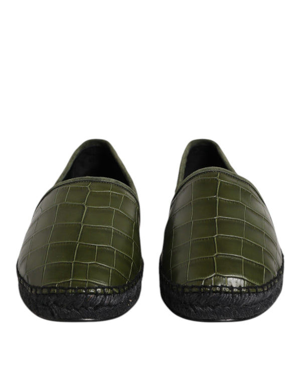 Dolce & Gabbana 90% Crocodile Leather 10% Goatskin Leather espadrille flat in green
