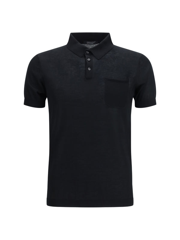Aragona Cashmere 100% Cotton polo in black