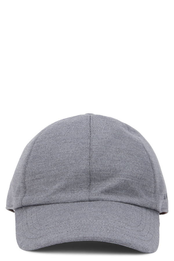 Wool Cap With Visor Medium Grey Virgin Hat
