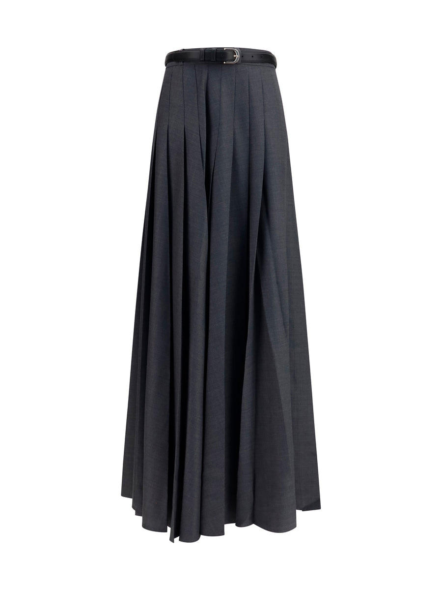 Pleated Maxi Skirt Grey